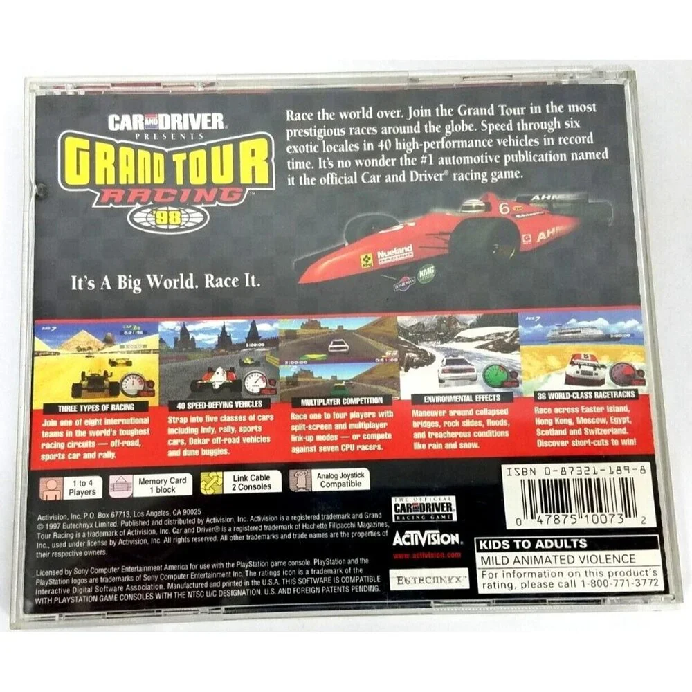 Car & Driver Presents Grand Tour Racing 98 PlayStation 1 PS1 1997 Complete Game